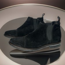 Hugo Boss Chelsea Boots Mens Size 8 Black Suede Made In Italy Luxury