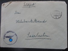 X4540 Umschlag FPNr. 19773 vom 16.12.43 an W.B.K. Saarlautern