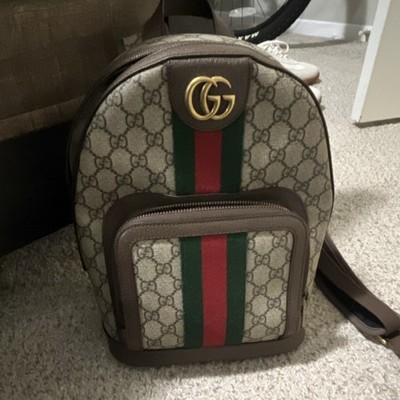 Gucci Ophidia GG Pattern Beige Backpack Web Stripe Zip w/ Original Dust Bag