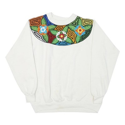 HANES Damen Sweatshirt weiß XL Pullover Baumwollmischung Blumen bunter Print