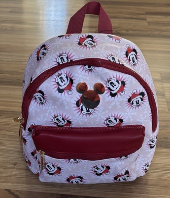 NWT Bioworld Disney Mickey Mouse Mini Burgundy &Pink Backpack Gold Mickey Emblem