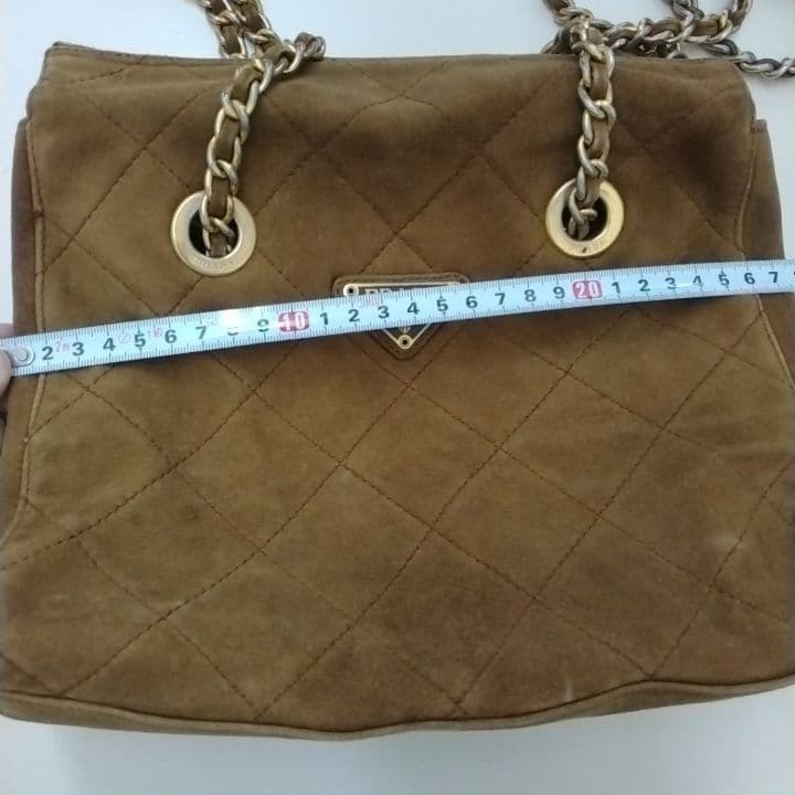 PRADA Brown Quilted Women's Shoulder Bag Suede Quilting Chain Handbag Japan thumbnail 12