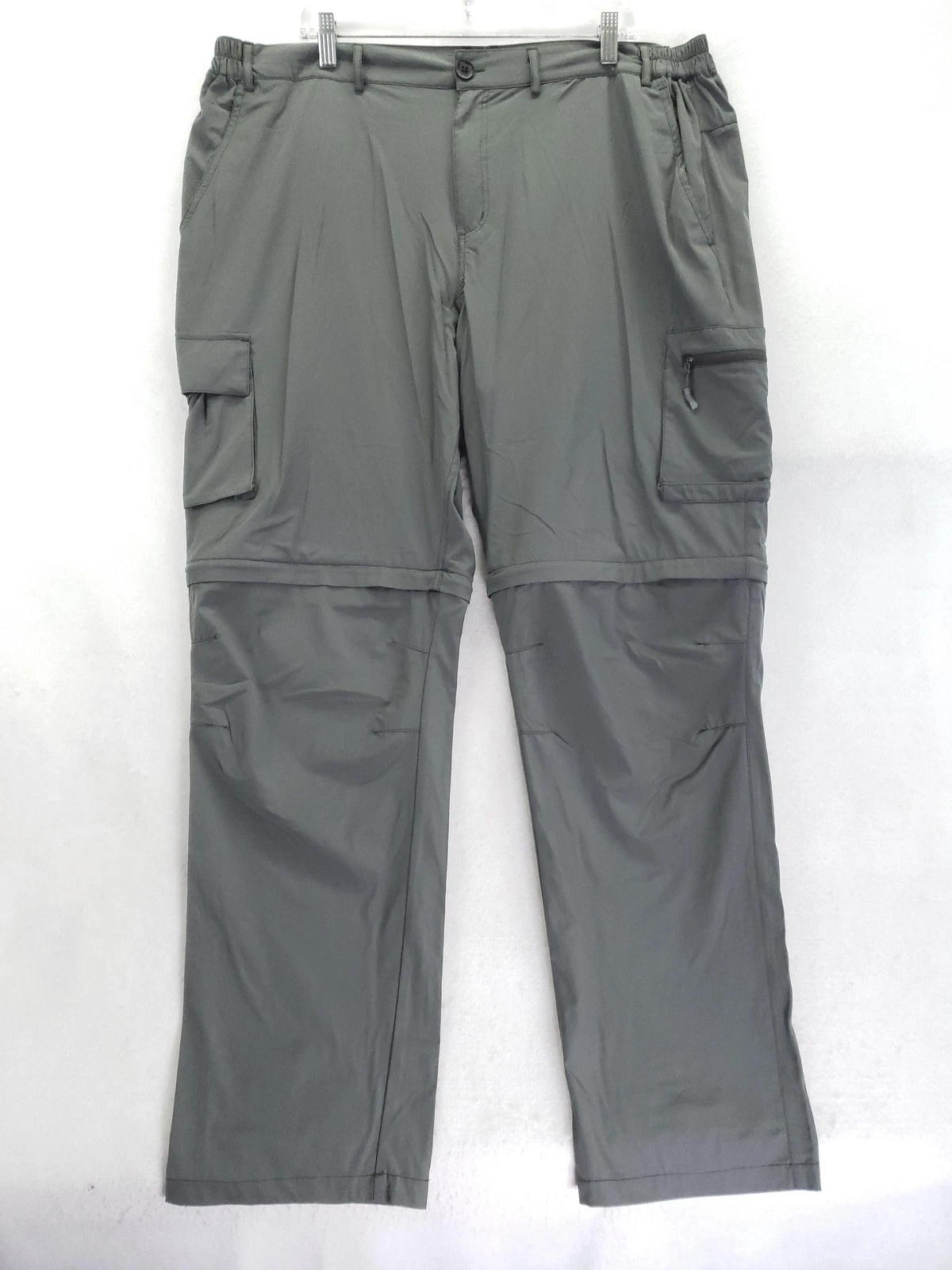 Gash Hao Pants Mens 42x34 Gray Convertible Hiking Cargo Lightweight Zip Pockets