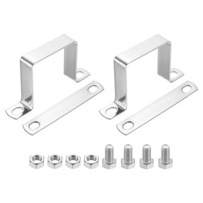 2Pcs U Shaped Connector Bracket, 60x60mm 304 Stainless Steel Pipe Clamp