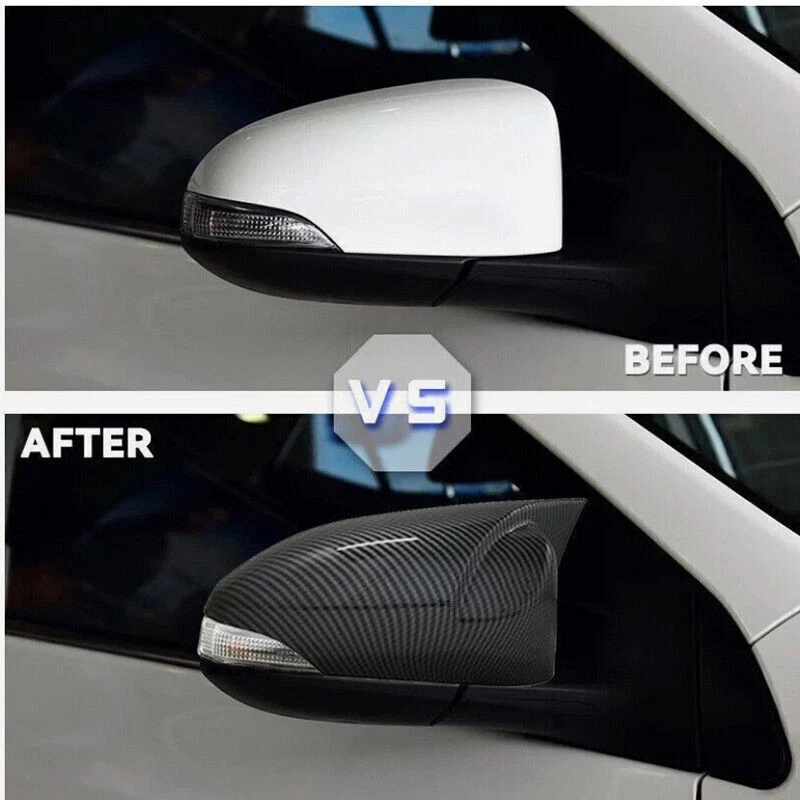 Cubierta lateral del espejo retrovisor de fibra apta para Toyota Yaris 14 VIOS VITZ A 14-19 Foto 2 de 4