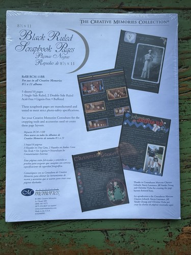 Creative Memories 8.5 x 11 Ruled Black Refill Pages 5 Sheets NEW