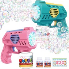 2 Pack Kids Bubble Guns - Fun LED Light Toys with Bubble Solution Included