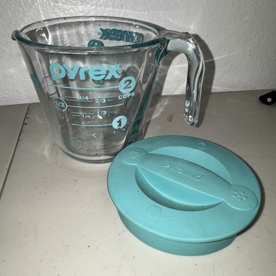 Pyrex Glass Measuring Cup Turquoise Teal Heart 2 Cups 500 mL Discontinued