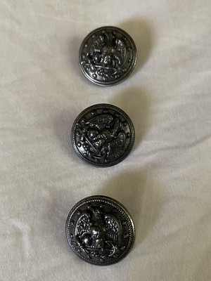 3 Vtg 1970s US Navy Eagle Anchor Metal Buttons Waterbury Button Co Silver Tone