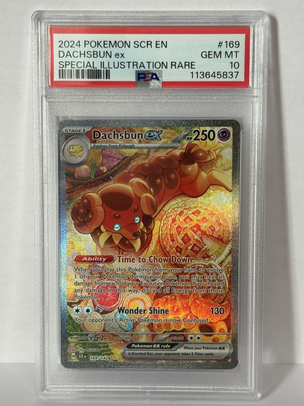 Pokémon TCG Stellar Crown Dachsbun EX 169/142 Special Illustration Rare, PSA 10