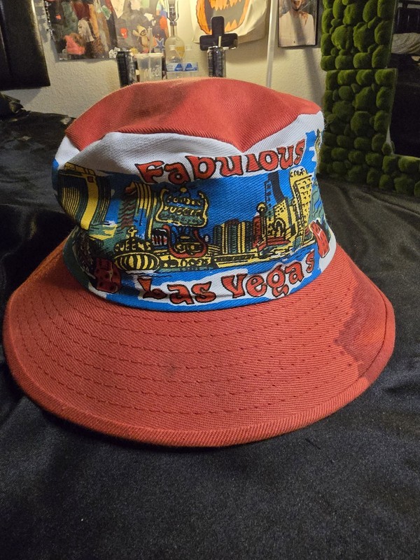 Vintage Viva Las Vegas Bucket Hat Red And White 