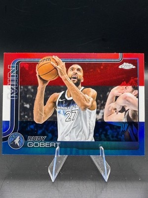 Rudy Gobert 2025-26 Topps Chrome Red White and Blue Refractor #165 