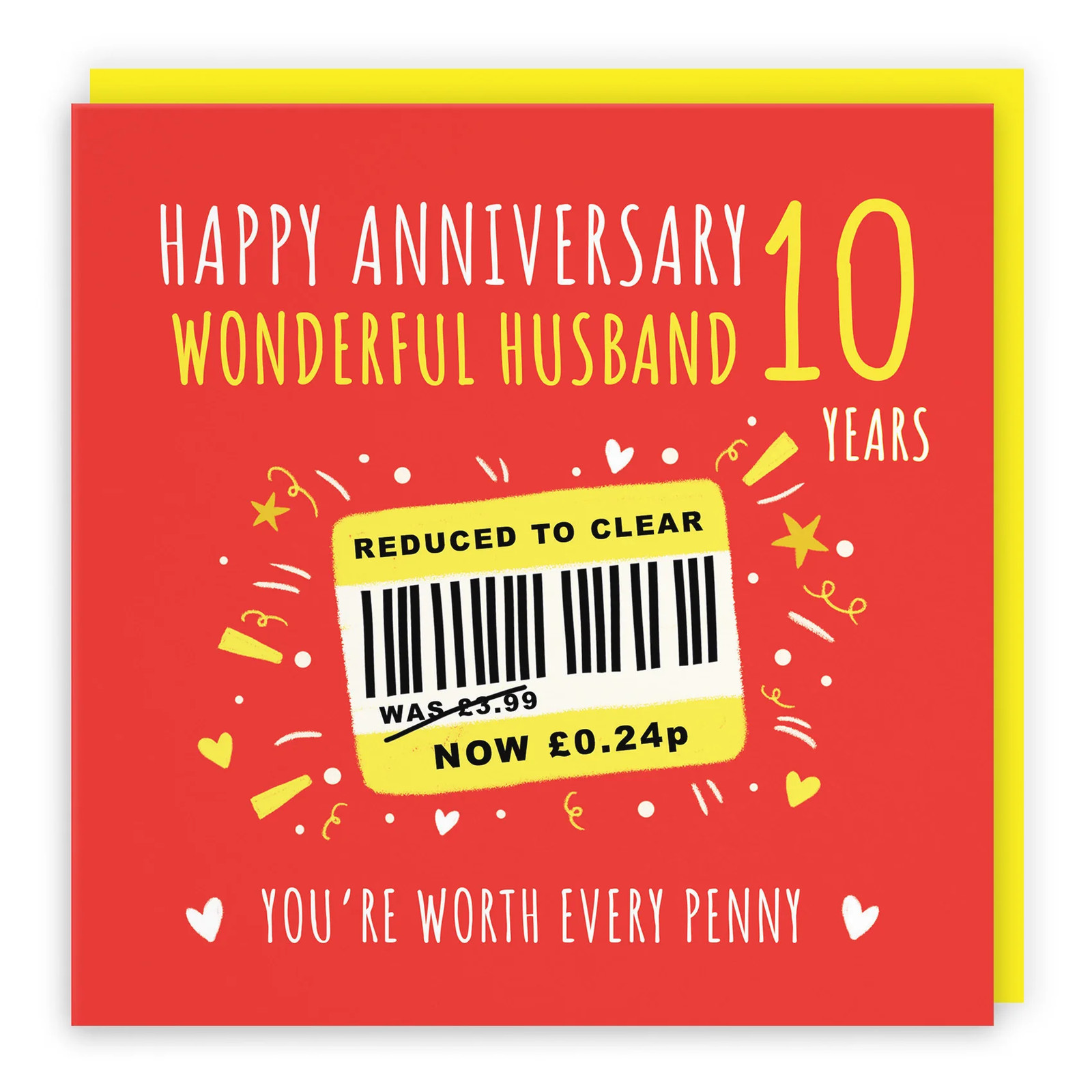 10th Husband Anniversary Card Reduced To Clear Moments