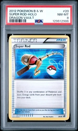 2012 POKEMON B&W DRAGON VAULT #20 SUPER ROD-HOLO PSA 8