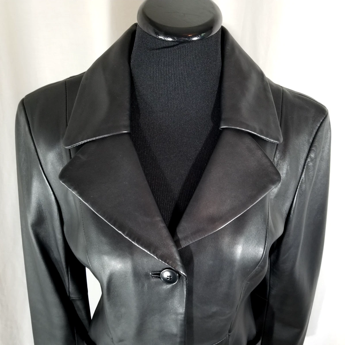 Veste En Cuir Kenneth Cole Femme Taille L - Style Motard, Utilisée Seulement 2 Fois