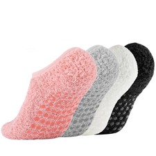 4 Pairs Fuzzy Slipper Socks Womens,Warm Cozy Non-Slip Grips Socks