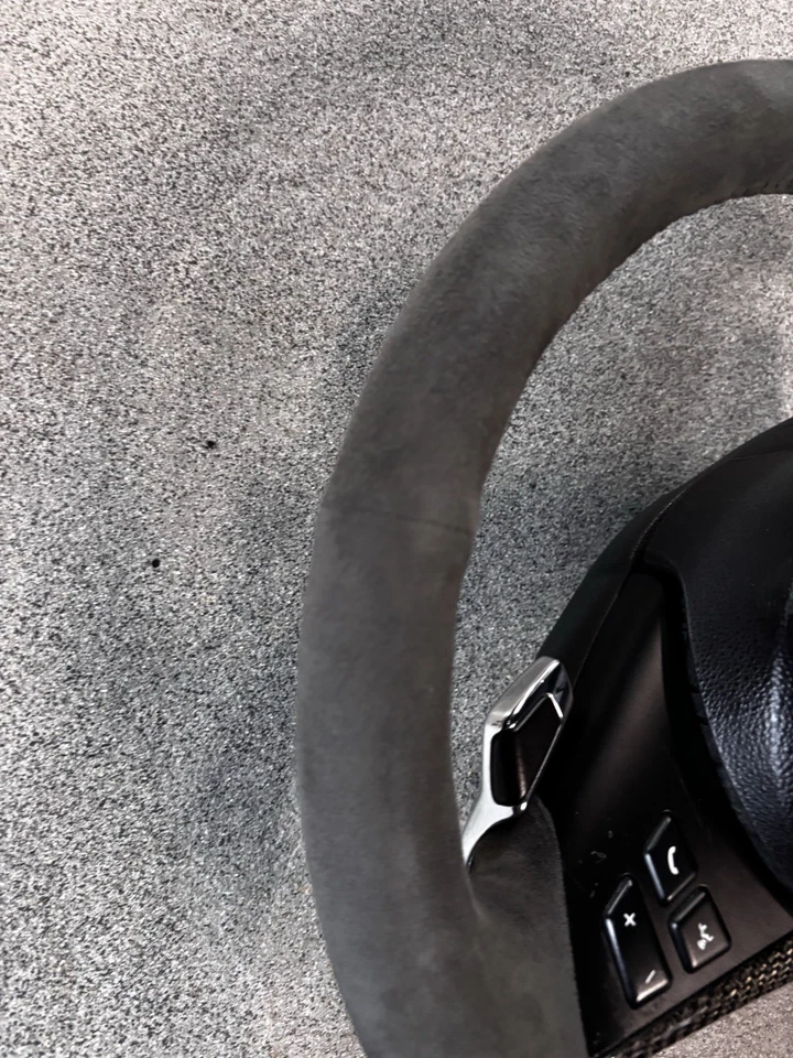 Volante deportivo completo de cuero negro OEM BMW E60 E61 E63 E64 cambio de paleta Foto 4 de 4