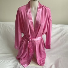 Vintage Victoria  s Secret Pink Satin Robe Kimono Tie Waist M Hong Kong