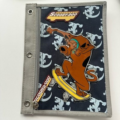 Vintage Scooby Doo Pen Pencil Zipper Pouch Bag 3 Ring Binder Blue 2002 Y2K