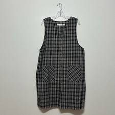 Sydni B. Jordan Black & White Plaid Linen Button Up Tank Dress Womens Size 20