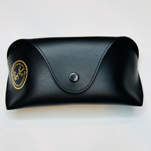 Custodia occhiali Ray-Ban Luxoticca occhiali da sole pelle velluto nero oro chiusura a scatto - Foto 1 di 9