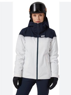 HELLY HANSON MOTIONISTA LIFALOFT WHITE & BLUE SKI PARKA JACKET GOOD COND SIZE SM
