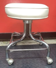 Vintage Brewer Medical Stool Doctor Dentist Made In The USA Adjustable 18" - 24"