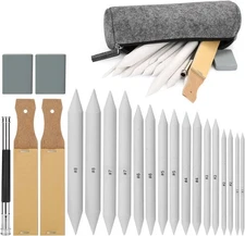 22 PCS Sketch Drawing Tools, 16 Blending Stumps Set with 2 Sandpaper Penc