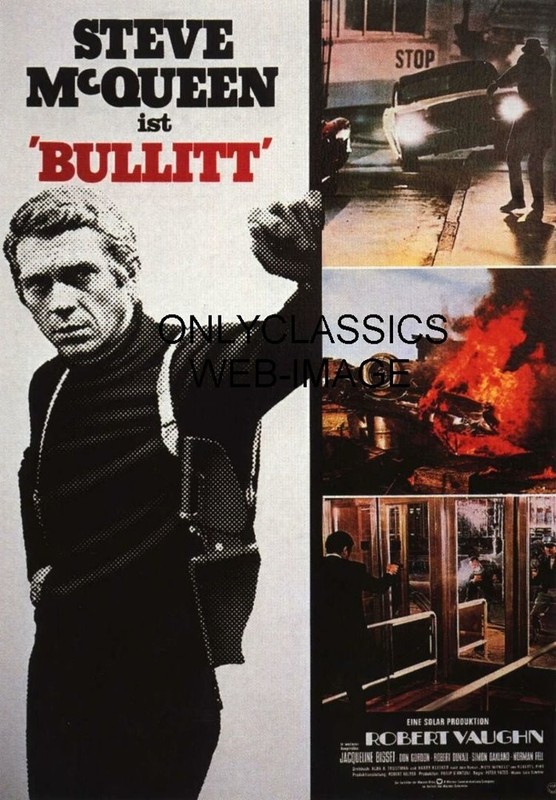 1968 Cool Tough Guy Actor Steve McQueen Detective Bullitt 11x17 Movie Poster