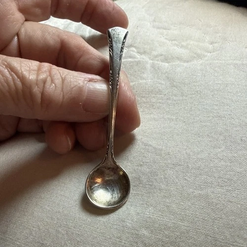 Vintage Sterling Silver Salt Spoon Pin  Beautiful Design