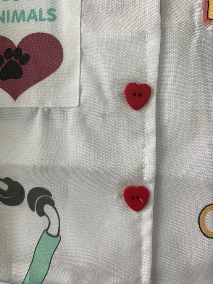 Disfraz veterinario chaqueta, disfraz, blanco y rosa, talla pequeña Foto 3 de 4