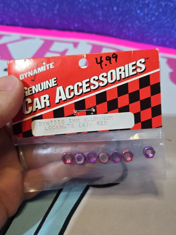 Dynamite DYN7550 5mm Aluminum Locknuts (4) Purple (3) Red Used - Image 2 of 3