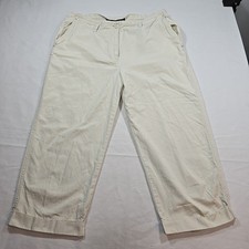 Ralph Lauren Sport Ivory Cropped Chino Pants Womens Wide-Leg 100 Cotton Size 12