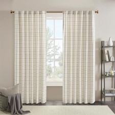Anaheim Cabin Plaid Curtain 50"W x 95"L Pack of 1 Rod Pocket, Natural