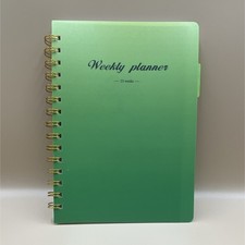 Weekly Planner 53 Weeks Green Spiral Bound with Stickers