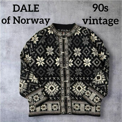Cardigan Dale Of Norway 90s - Laine Pure - Motif Animal - Taille L - Bleu