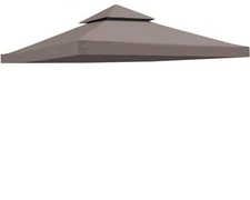 10' x 10' Gazebo Replacement Canopy Top Cover for 2 Tier Canopy Patio Taupe