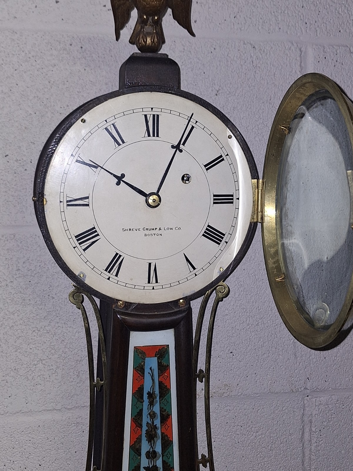 Rare Herschede 8 Day Banjo Wall Clock Working Weight Driven Shreve Crump Boston