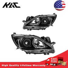 Lh Rh Headlight Assembly Fit For 2010-2013 Mazda 3 Halogen Projector Blackclear