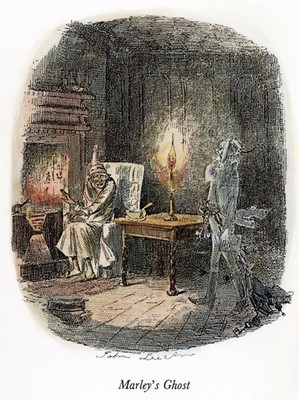 Dickens Christmas Carol 1843 MarleyS Ghost Etching By John Leech 24''L x 18''W 