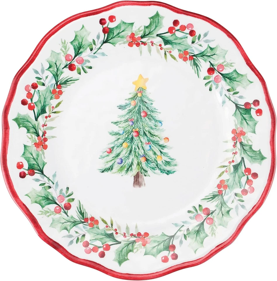 Ware Juegos de vajilla de melamina para árbol de Navidad de 16 piezas, juego de platos para exteriores, plato Foto 4 de 4