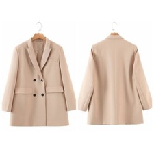 Womens Suit Blazer Top Jacket Long Sleeve Pockets Plus Size Casual Smart