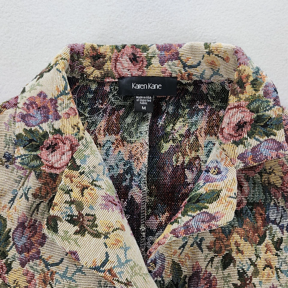 Chaqueta Blazer Vintage Karen Kane Tapiz Floral Mediana Cottagecore Granja Abuela Foto 3 de 4