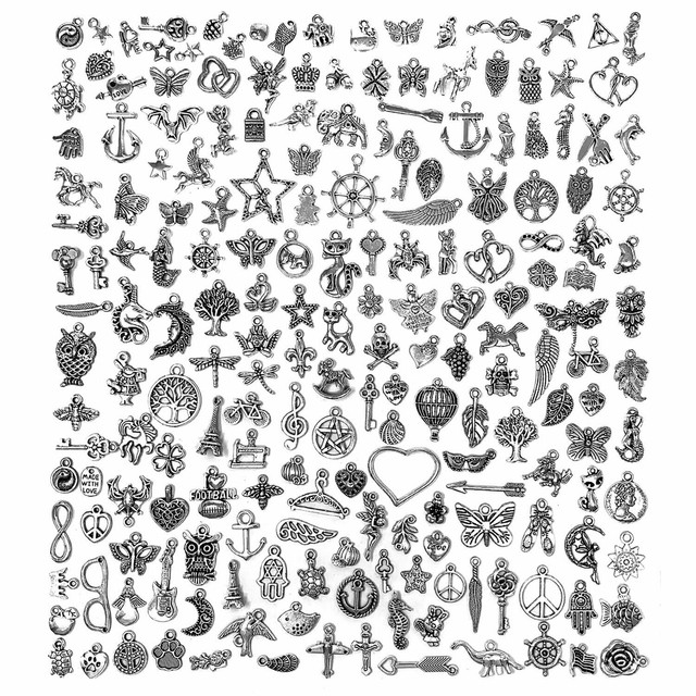 BULK 20 Sun moon zodiac sign charms antique silver tone S112
