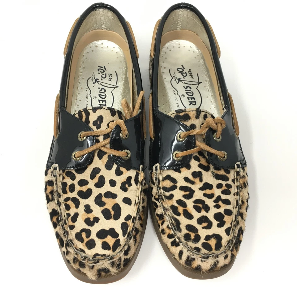 Tênis Sperry Top-Sider Barco Feminino Tamanho 10 Marrom Leopardo Casual Pele de Vaca - Imagem 4 de 4