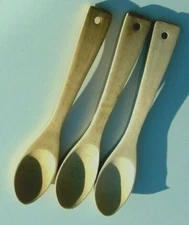 Set Of 3 Aronson Hardwood Cooking Wood Spoons Mixing 10in 