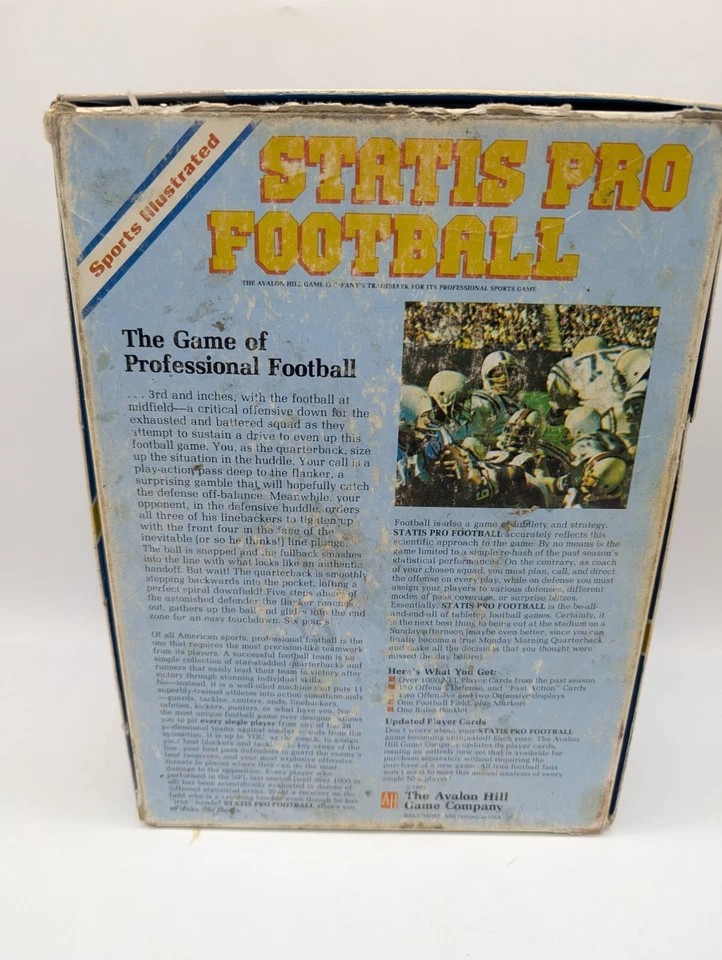 Sports Illustrated Statis Pro Football Board Game Avalon Hill 1985 For Parts - Image 3 of 4