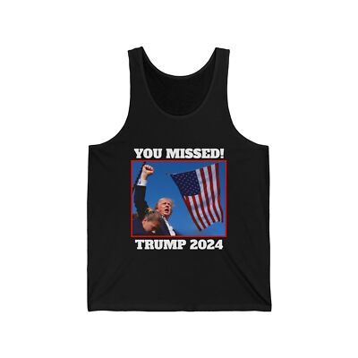 You Missed! Trump 2024 Unisex Jersey Tank Top, Donald Trump Tank Top, MAGA Tank
