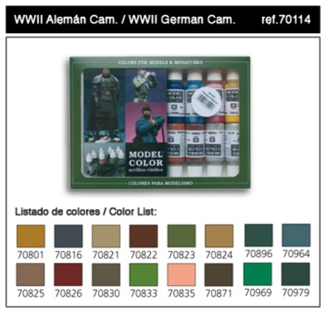 Vallejo 70114 SET 16 COLORS GERMAN CAMOUFLAGE WWII