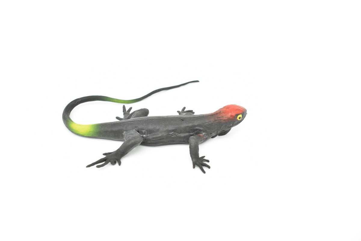 LIZARD プラスチックモデル Lizard, Black with Red Head, Rubber Toy, Realistic Figure, Model